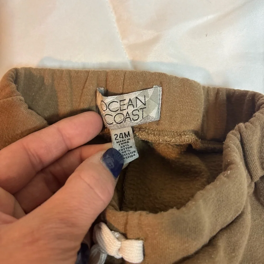 Set of 3 Kids Sweatpants - Blue jeans, Green, and Tan sweatpants 24 months